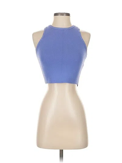 Pre-owned Zara Tank Top Blue Halter Neckline Tops