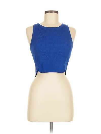 Pre-owned Zara Tank Top Blue Halter Neckline Tops
