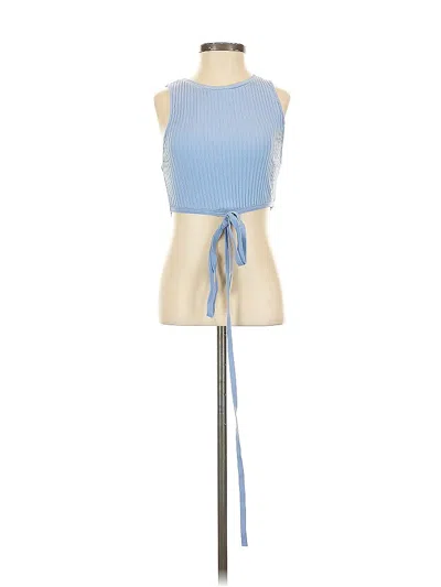 Pre-owned Zara Tank Top Blue Halter Neckline Tops