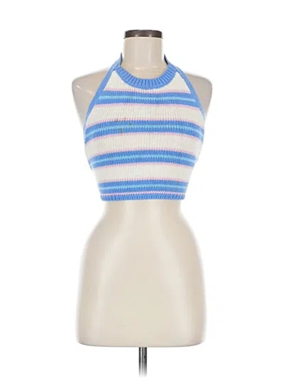 Pre-owned Zara Tank Top Blue Halter Neckline Tops