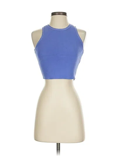 Pre-owned Zara Tank Top Blue Halter Neckline Tops
