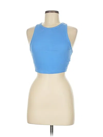 Pre-owned Zara Tank Top Blue Halter Neckline Tops