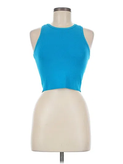 Pre-owned Zara Tank Top Blue Halter Neckline Tops