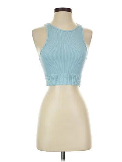 Pre-owned Zara Tank Top Blue Halter Neckline Tops