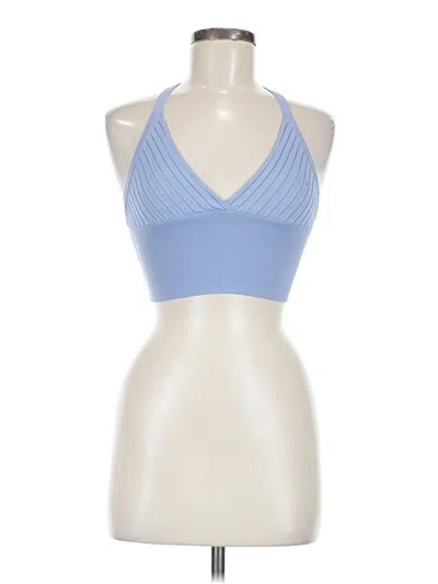 Pre-owned Zara Tank Top Blue Halter Neckline Tops