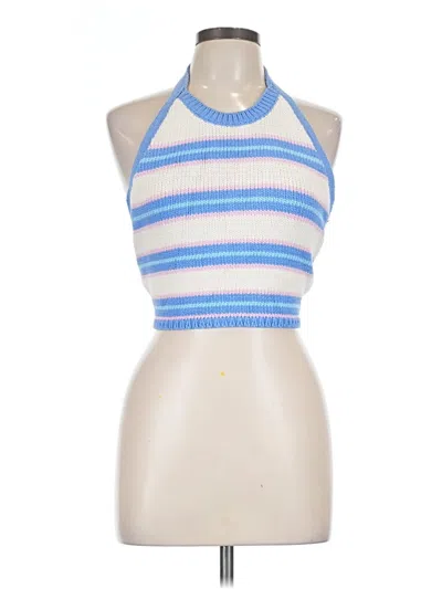 Zara Tank Top Blue Halter Neckline Tops