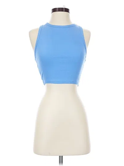 Pre-owned Zara Tank Top Blue Halter Neckline Tops