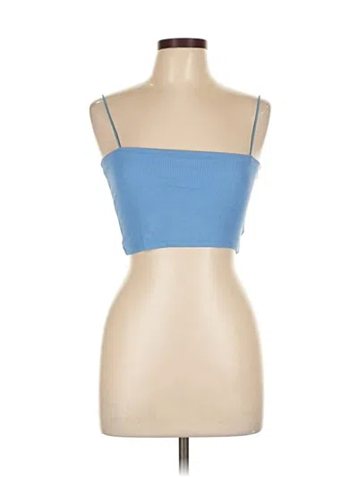Pre-owned Zara Tank Top Blue Strapless Neckline Tops