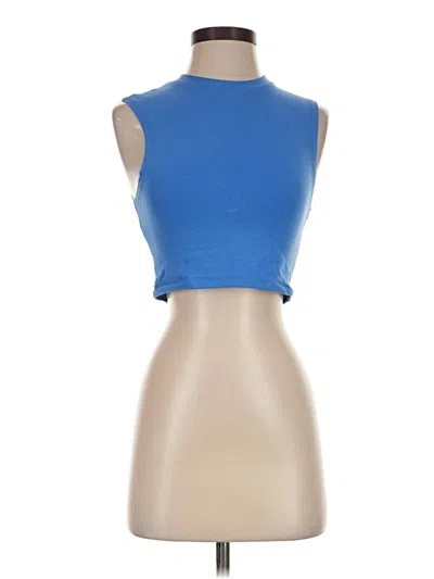 Pre-owned Zara Tank Top Blue Strapless Neckline Tops