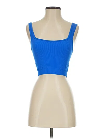 Pre-owned Zara Tank Top Blue Strapless Neckline Tops