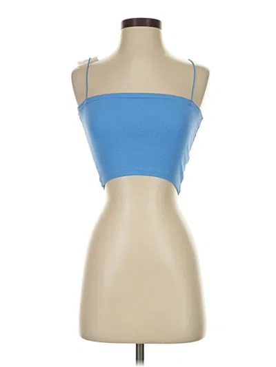 Pre-owned Zara Tank Top Blue Strapless Neckline Tops