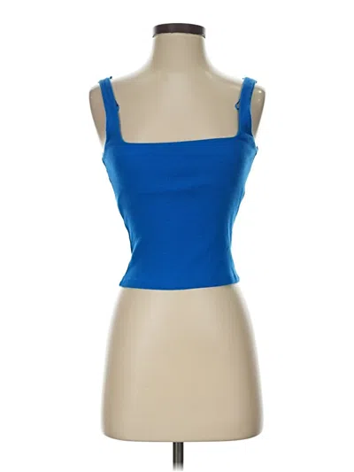 Pre-owned Zara Tank Top Blue Strapless Neckline Tops