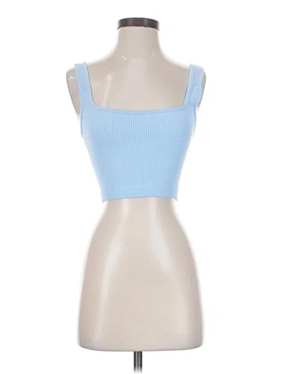 Pre-owned Zara Tank Top Blue Strapless Neckline Tops
