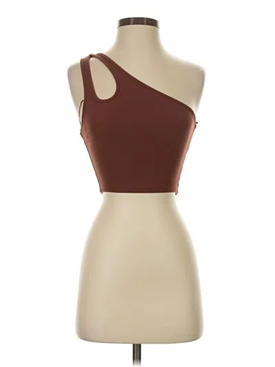 Pre-owned Zara Tank Top Brown One Shoulder Neckline Tops
