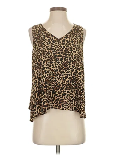 Pre-owned Zara Tank Top Brown Plunge Neckline Tops