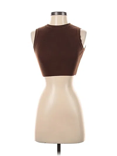 Pre-owned Zara Tank Top Brown Strapless Neckline Tops