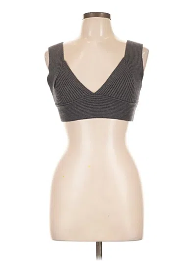 Pre-owned Zara Tank Top Gray Plunge Neckline Tops