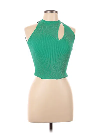 Pre-owned Zara Tank Top Green Halter Neckline Tops