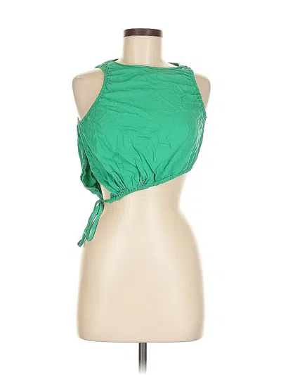 Pre-owned Zara Tank Top Green Halter Neckline Tops