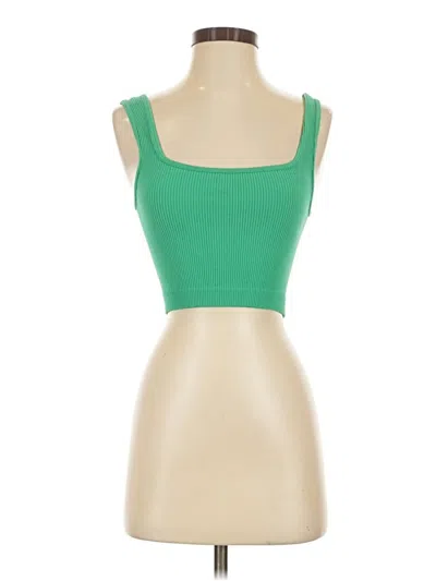 Zara Tank Top Green Square Neckline Tops In Yellow