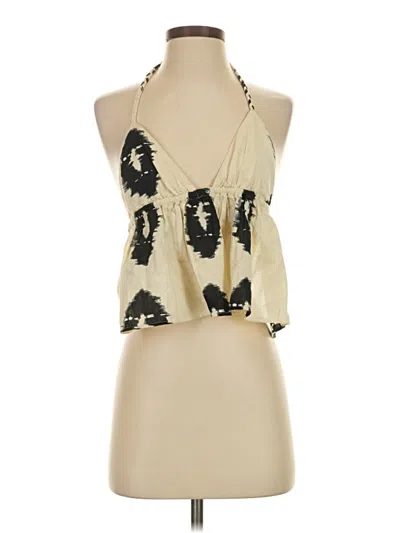 Zara Tank Top Ivory Halter Neckline Tops In Multi