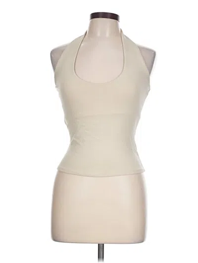Zara Tank Top Ivory Halter Neckline Tops In Neutral