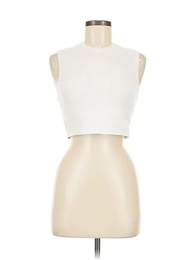 Pre-owned Zara Tank Top Ivory Halter Neckline Tops In White