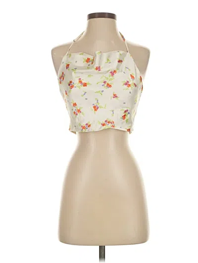 Pre-owned Zara Tank Top Ivory Halter Neckline Tops In White