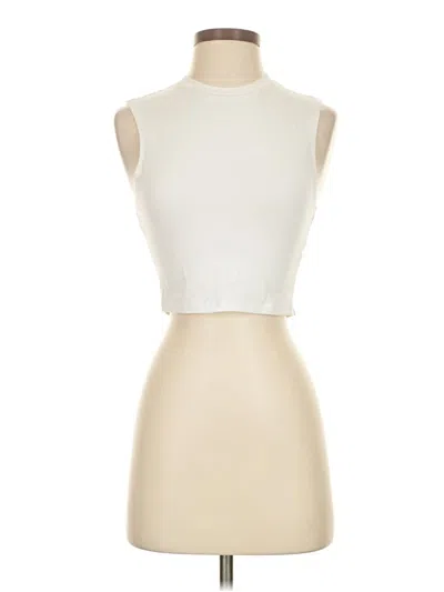 Pre-owned Zara Tank Top Ivory High Neck Tops In White