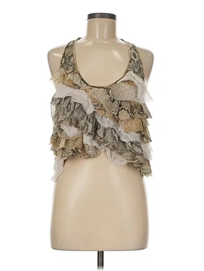 Zara Tank Top Tan Halter Neckline Tops In Brown