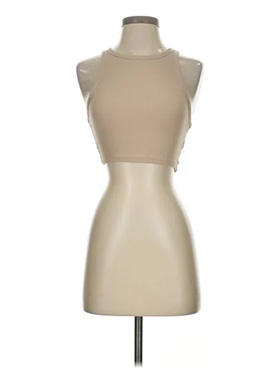 Pre-owned Zara Tank Top Tan Halter Neckline Tops In Brown