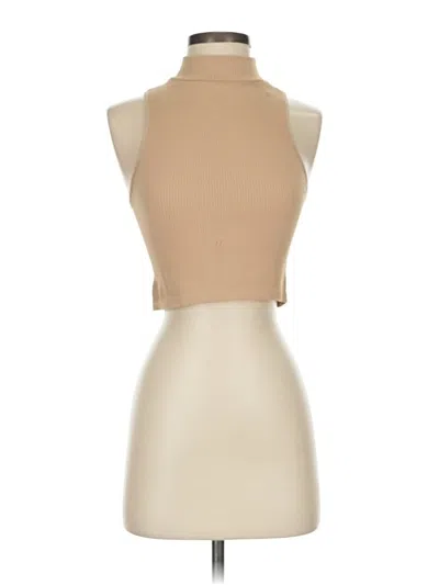 Pre-owned Zara Tank Top Tan Halter Neckline Tops In Brown