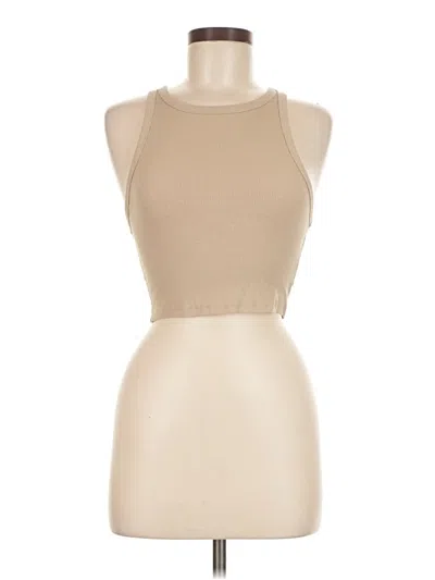 Pre-owned Zara Tank Top Tan Halter Neckline Tops In Brown