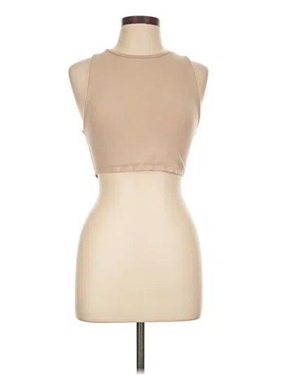 Pre-owned Zara Tank Top Tan Halter Neckline Tops In Brown