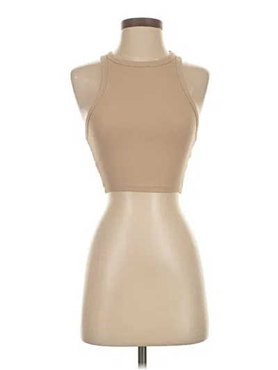 Pre-owned Zara Tank Top Tan Halter Neckline Tops In Brown
