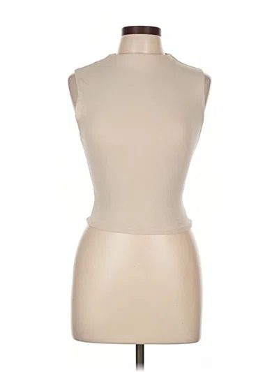 Pre-owned Zara Tank Top Tan High Neck Tops In Brown