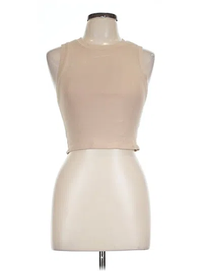 Pre-owned Zara Tank Top Tan High Neck Tops In Brown