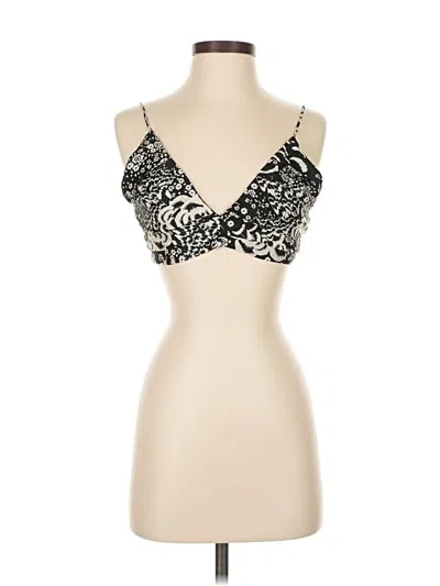 Zara Tank Top Tan Plunge Neckline Tops In Black