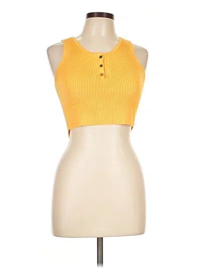 Pre-owned Zara Tank Top Yellow Halter Neckline Tops