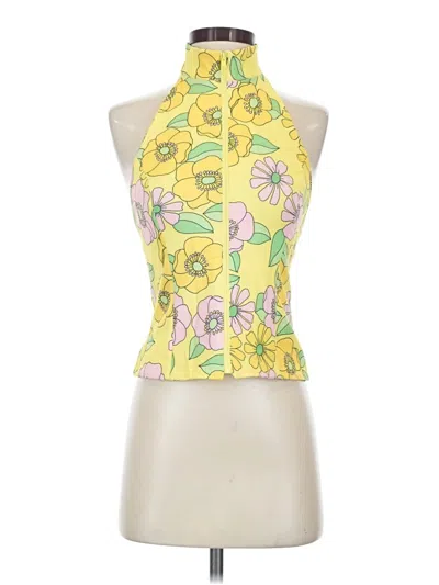Pre-owned Zara Tank Top Yellow Halter Neckline Tops