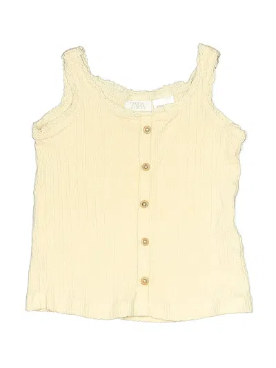 Pre-owned Zara Kids' Tank Top Yellow Ruffles Neckline Tops