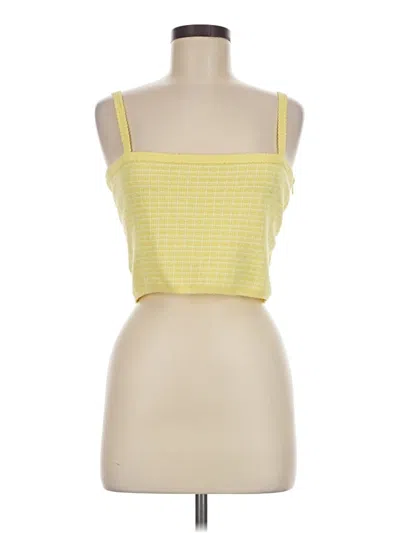 Pre-owned Zara Tank Top Yellow Square Neckline Tops