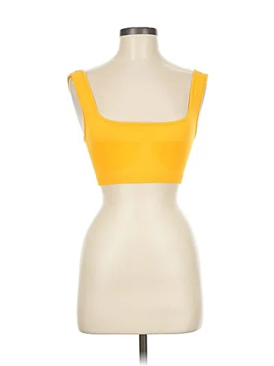Pre-owned Zara Tank Top Yellow Strapless Neckline Tops