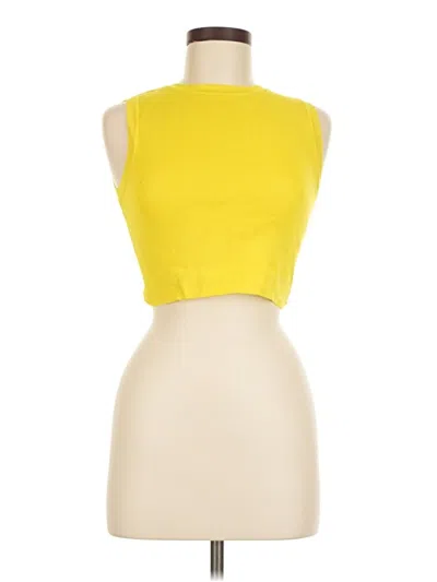 Pre-owned Zara Tank Top Yellow Strapless Neckline Tops