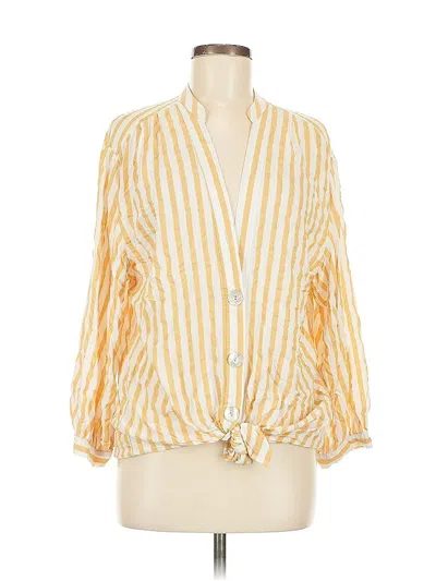Pre-owned Zara Trf 3/4 Sleeve Blouse In Yellow