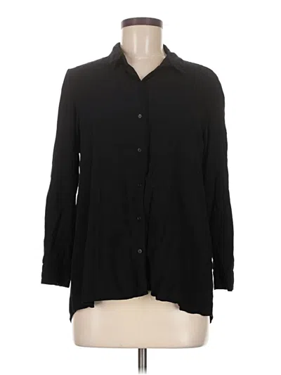 Pre-owned Zara Trf 3/4 Sleeve Button Down Shirt In Black