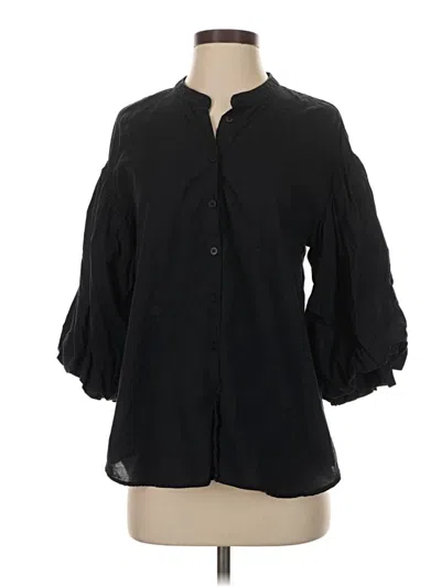 Pre-owned Zara Trf 3/4 Sleeve Button Down Shirt In Black