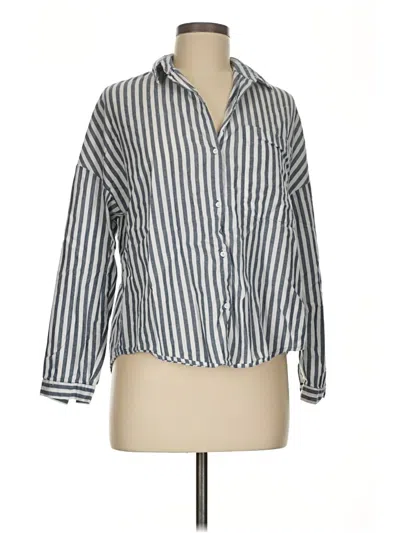 Pre-owned Zara Trf 3/4 Sleeve Button Down Shirt In Gray