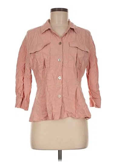 Pre-owned Zara Trf 3/4 Sleeve Button Down Shirt In Pink