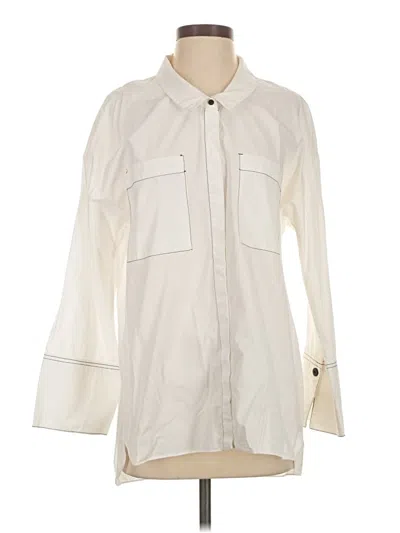 Pre-owned Zara Trf 3/4 Sleeve Button Down Shirt In White
